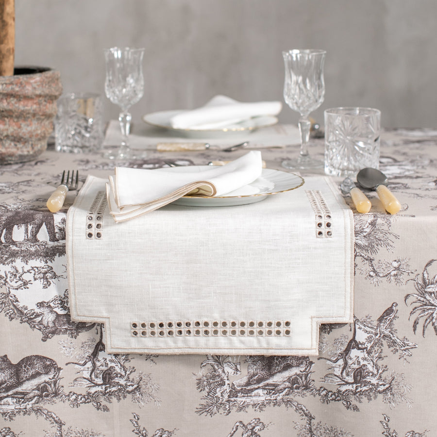 Erica Rectangular Linen Placemat - Avorio/Mastice
