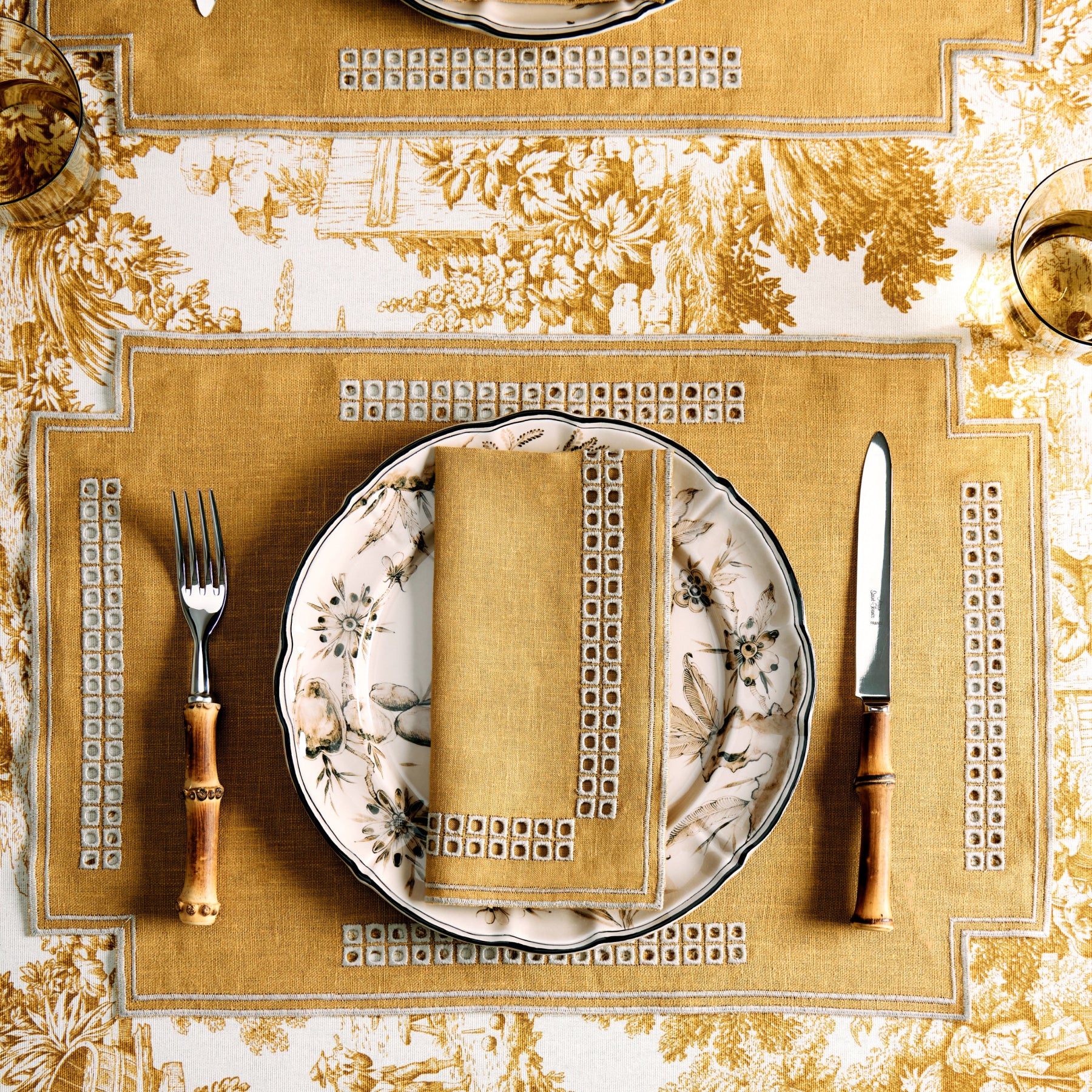 Erica Rectangular Linen Placemat - Curry/Mastice