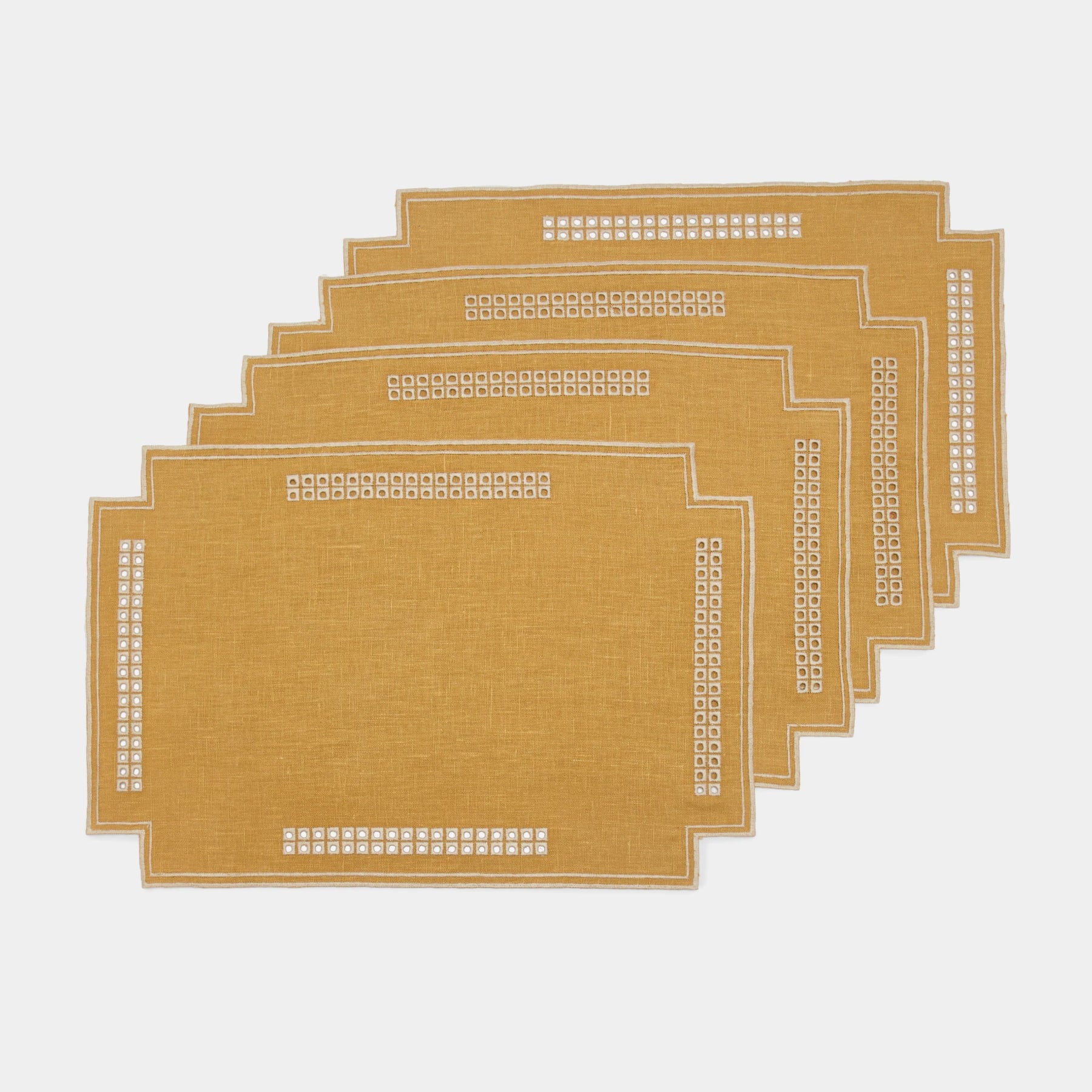 Erica Rectangular Linen Placemat - Curry/Mastice