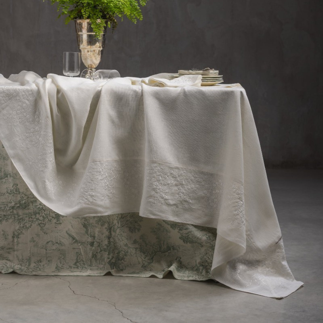 Venaria Linen Tablecloth - Avorio/Avorio
