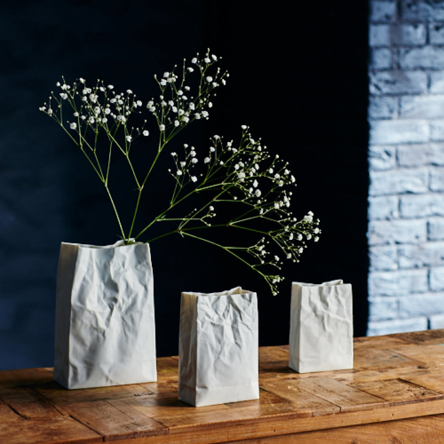 Crinkle Paper Bag Vase L