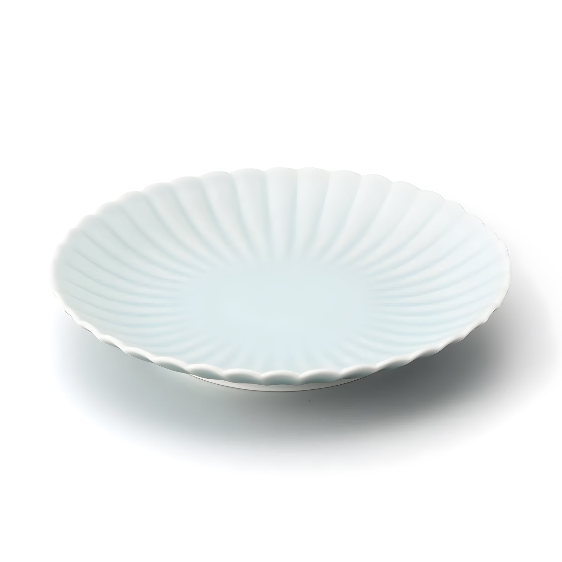 Moist Celadon Kikuwari Plate L