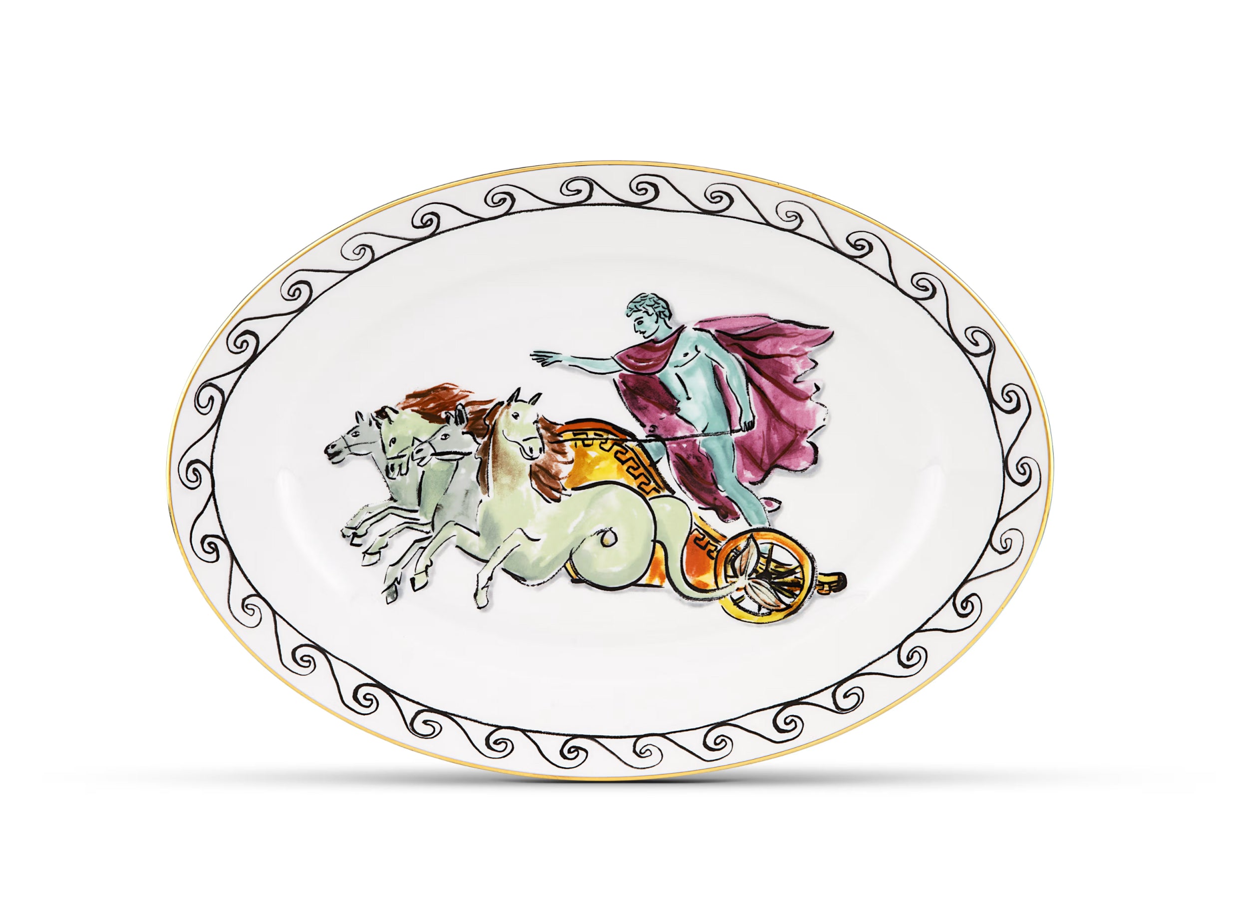Il Viaggio di Nettuno Large Oval Platter Chariot
