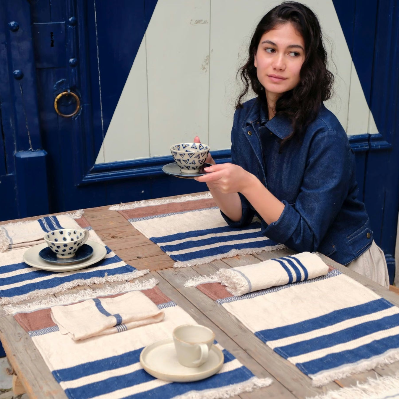 Marina Stripe Placemat Indigo