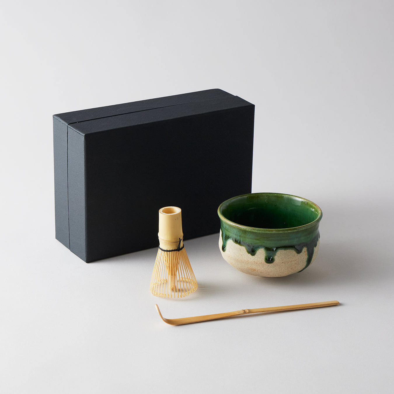 Nodate Tea Bowl Set – Flowing Green Glaze