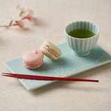Moist Celadon Cherry-blossom Carved Rectangular Plate <爽 SOU>