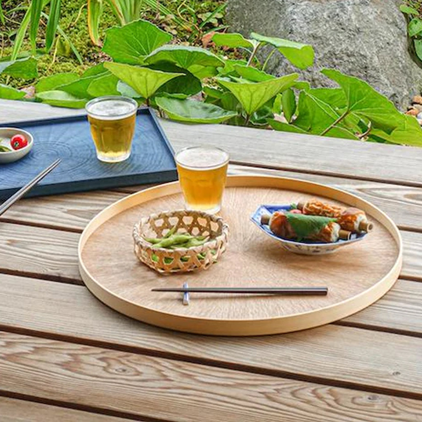 Mori Kougei Round Rays Wood Tray 17" - Ash