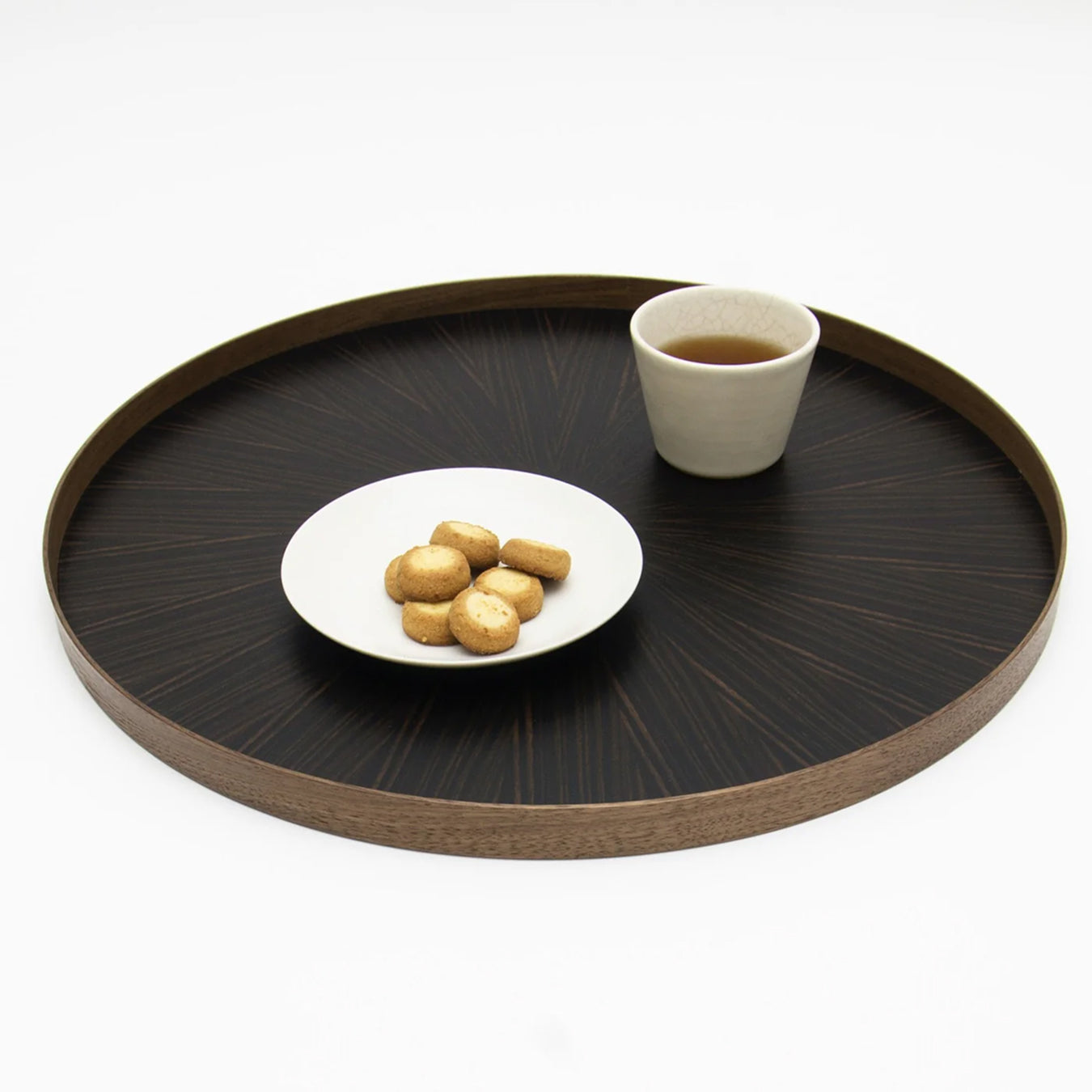 Mori Kougei Round Rays Wood Tray 17" - Ebony