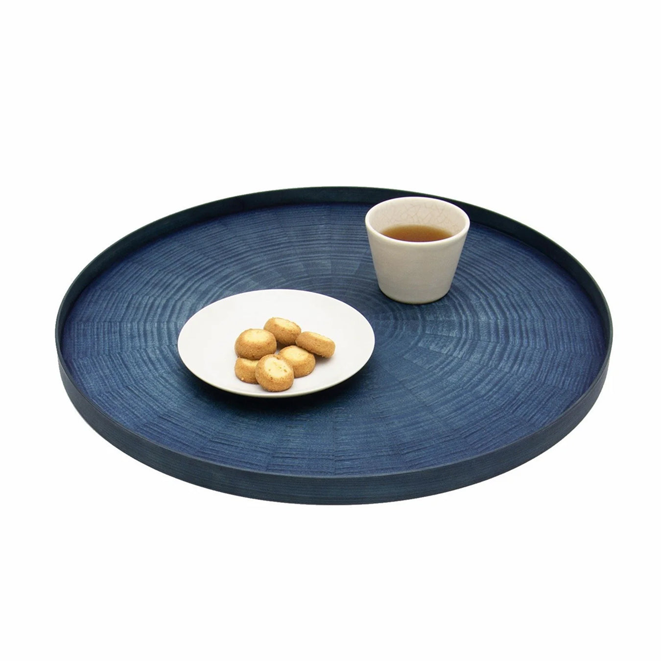 Mori Kougei Round Rays Wood Tray 17" - Indigo Dyed