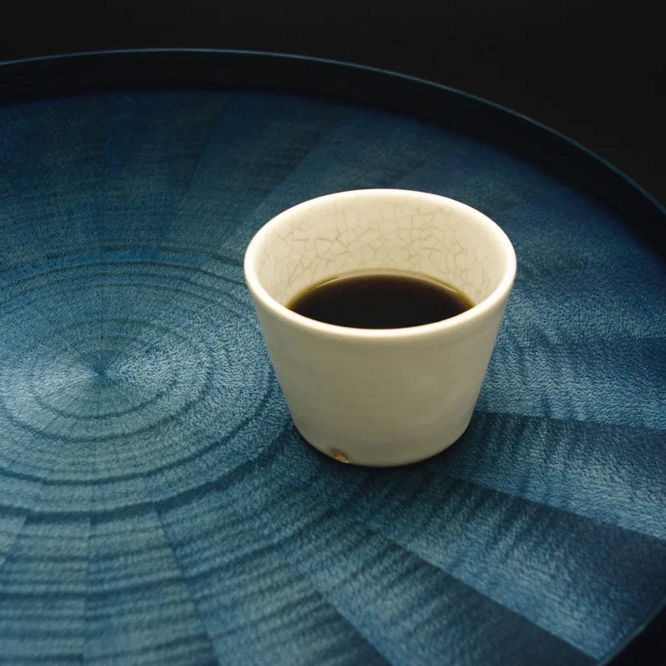 Mori Kougei Round Rays Wood Tray 17" - Indigo Dyed