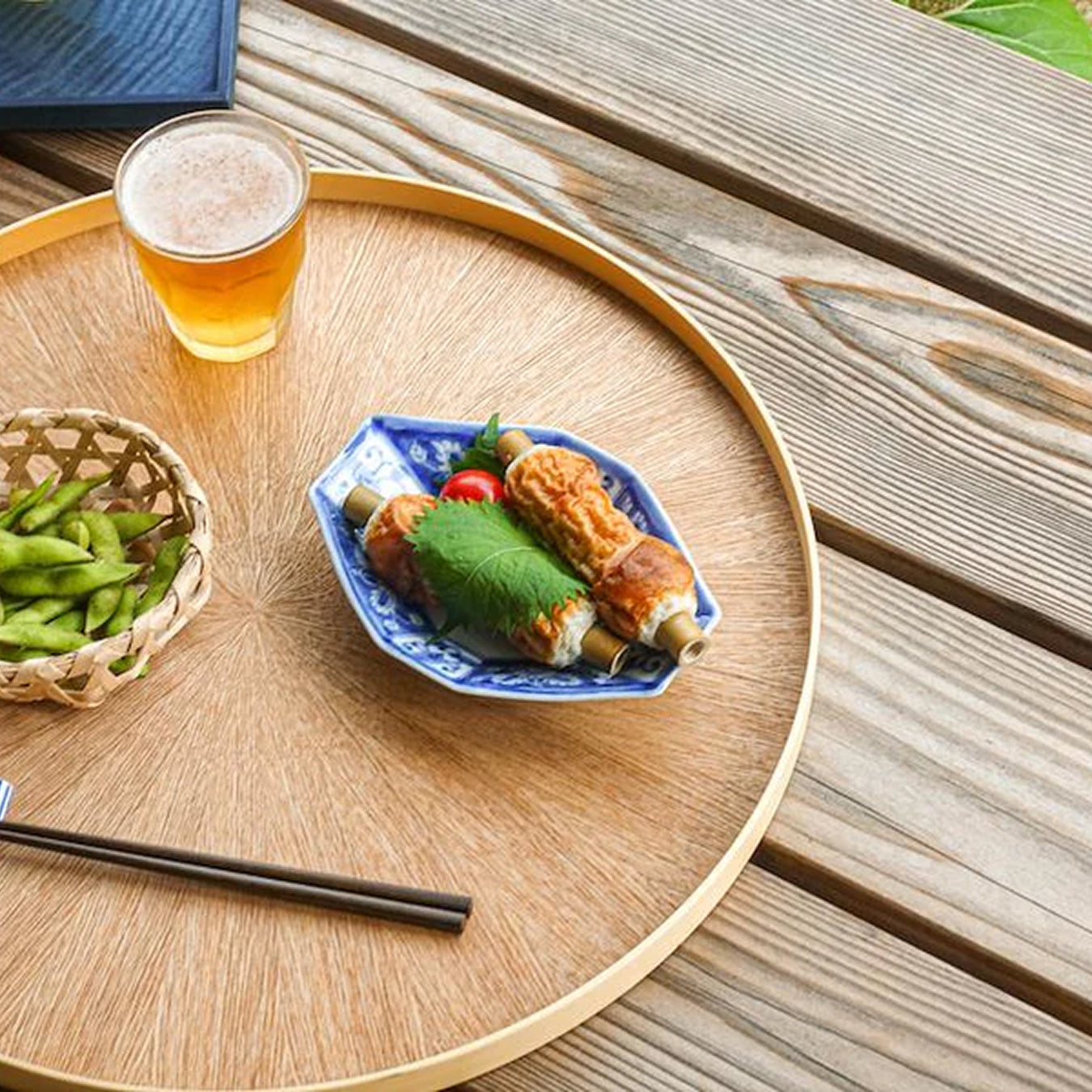 Mori Kougei Round Rays Wood Tray 11" - Ash