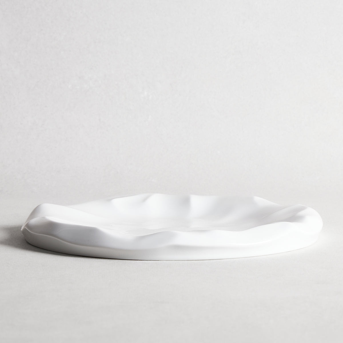 Glazed White Landscape Plate 12"