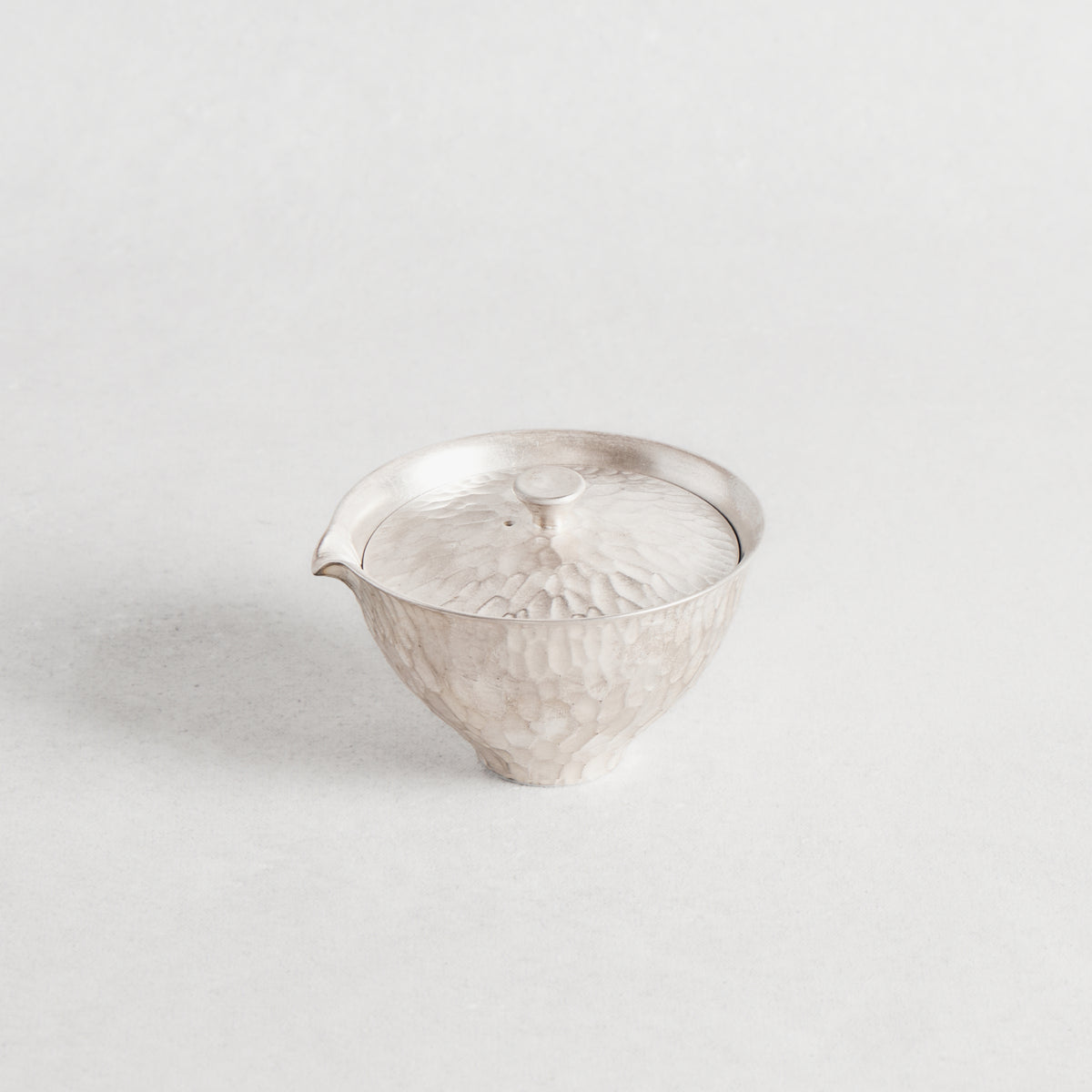 Silver Tsuchime Fuchisori Hobin and Tea Cup