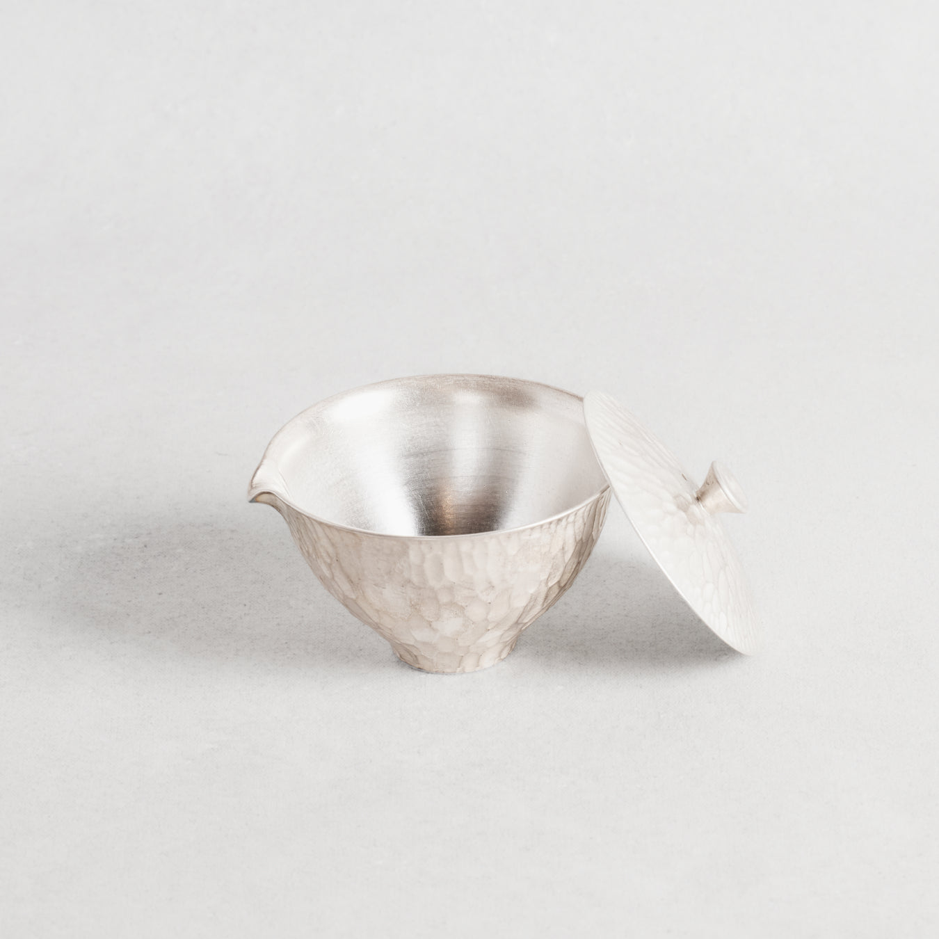 Silver Tsuchime Fuchisori Hobin and Tea Cup