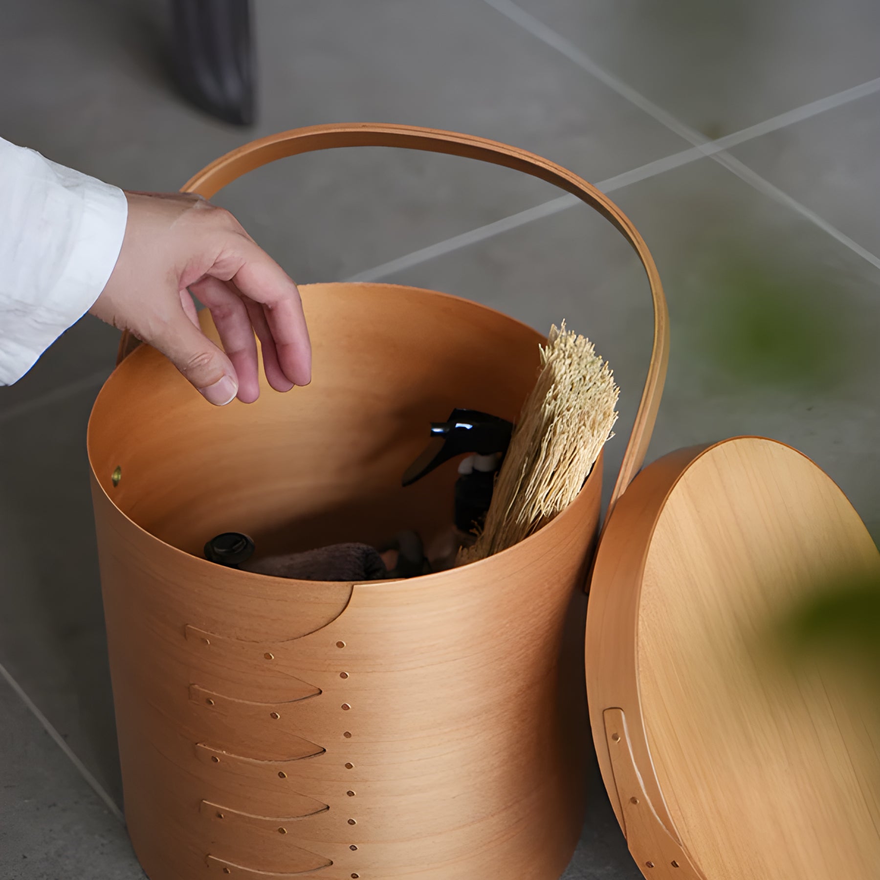 Shaker Round Handle Box Light Brown - L