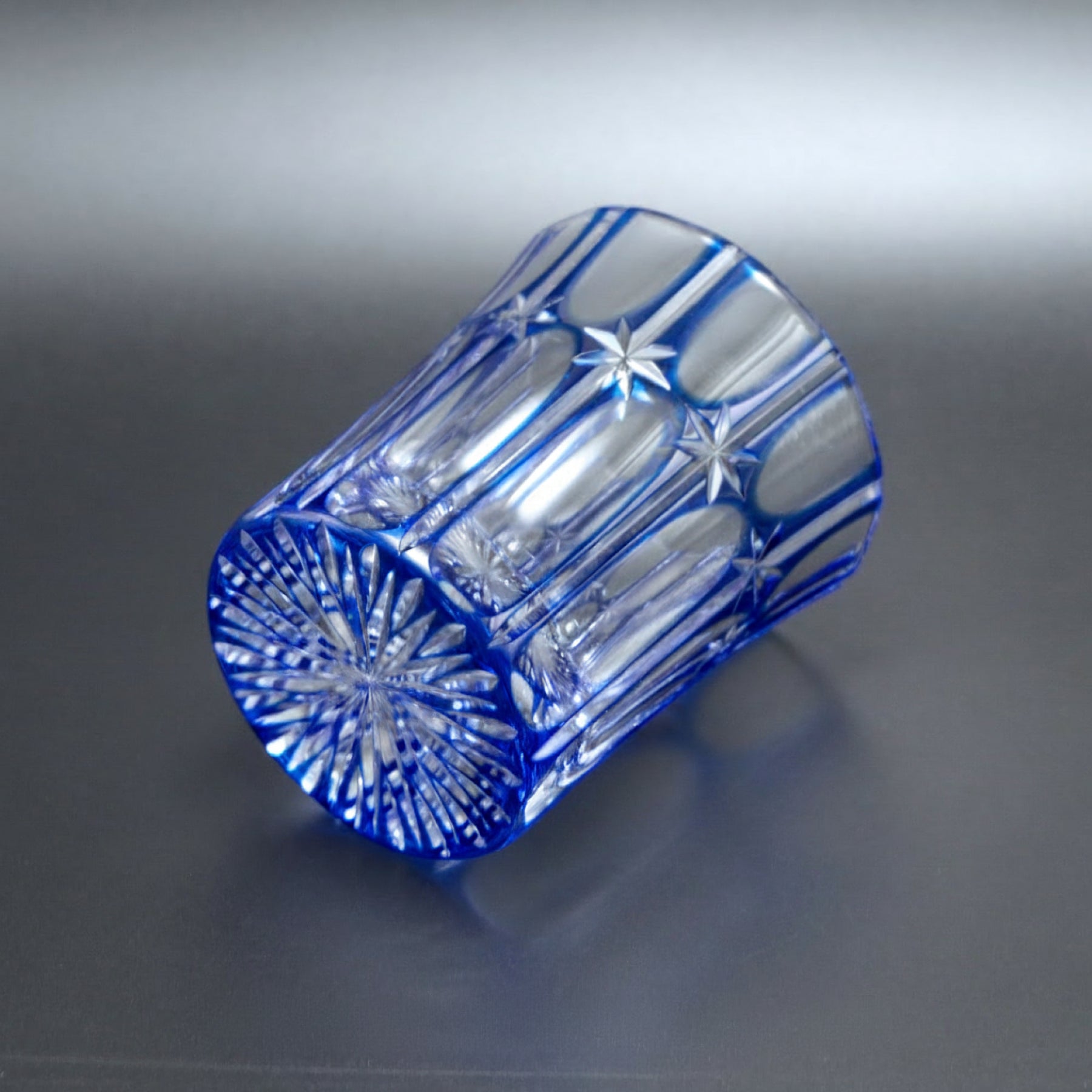 Temma Kiriko Hoshi Crystal Sake Glass Blue