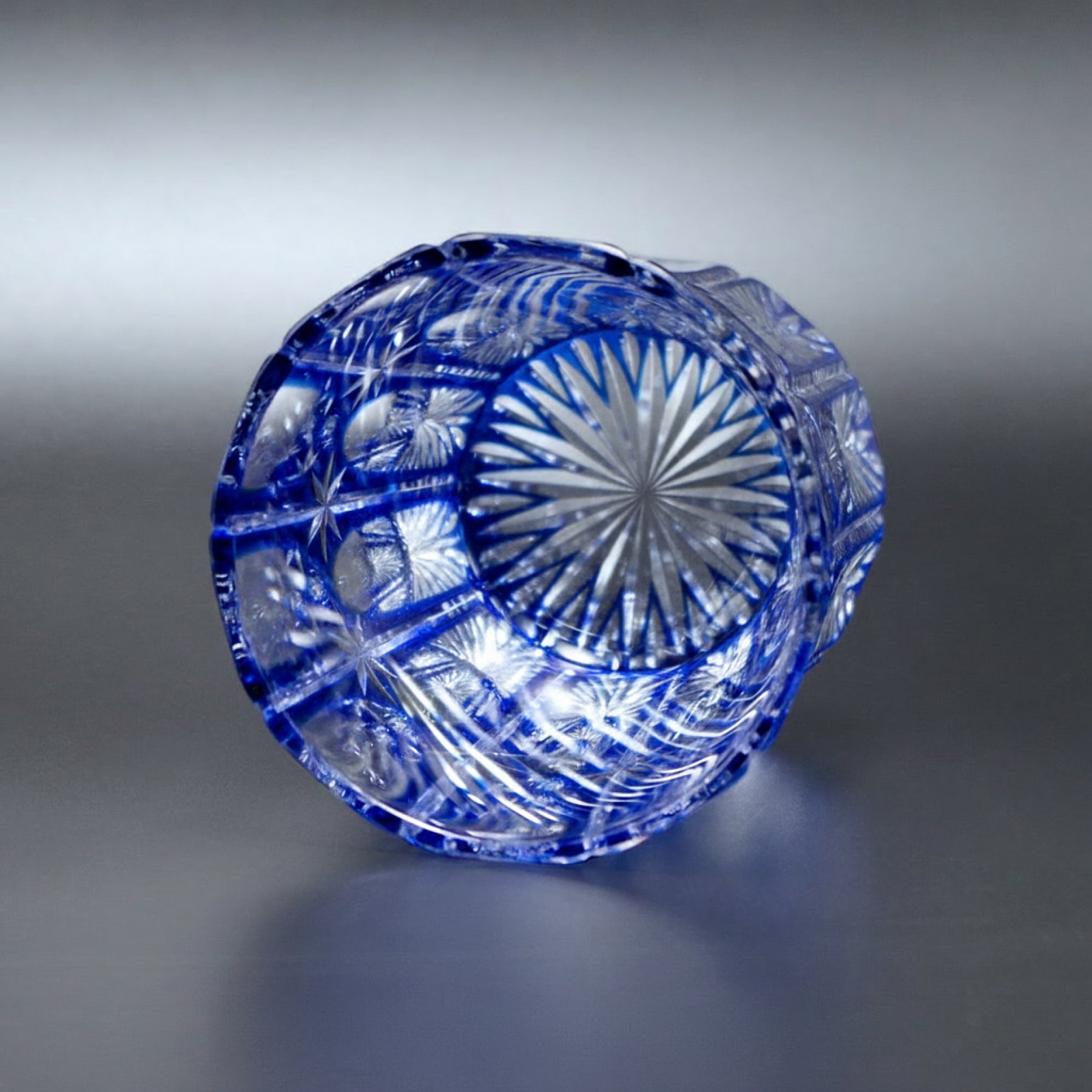 Temma Kiriko Hoshi Crystal Sake Glass Blue
