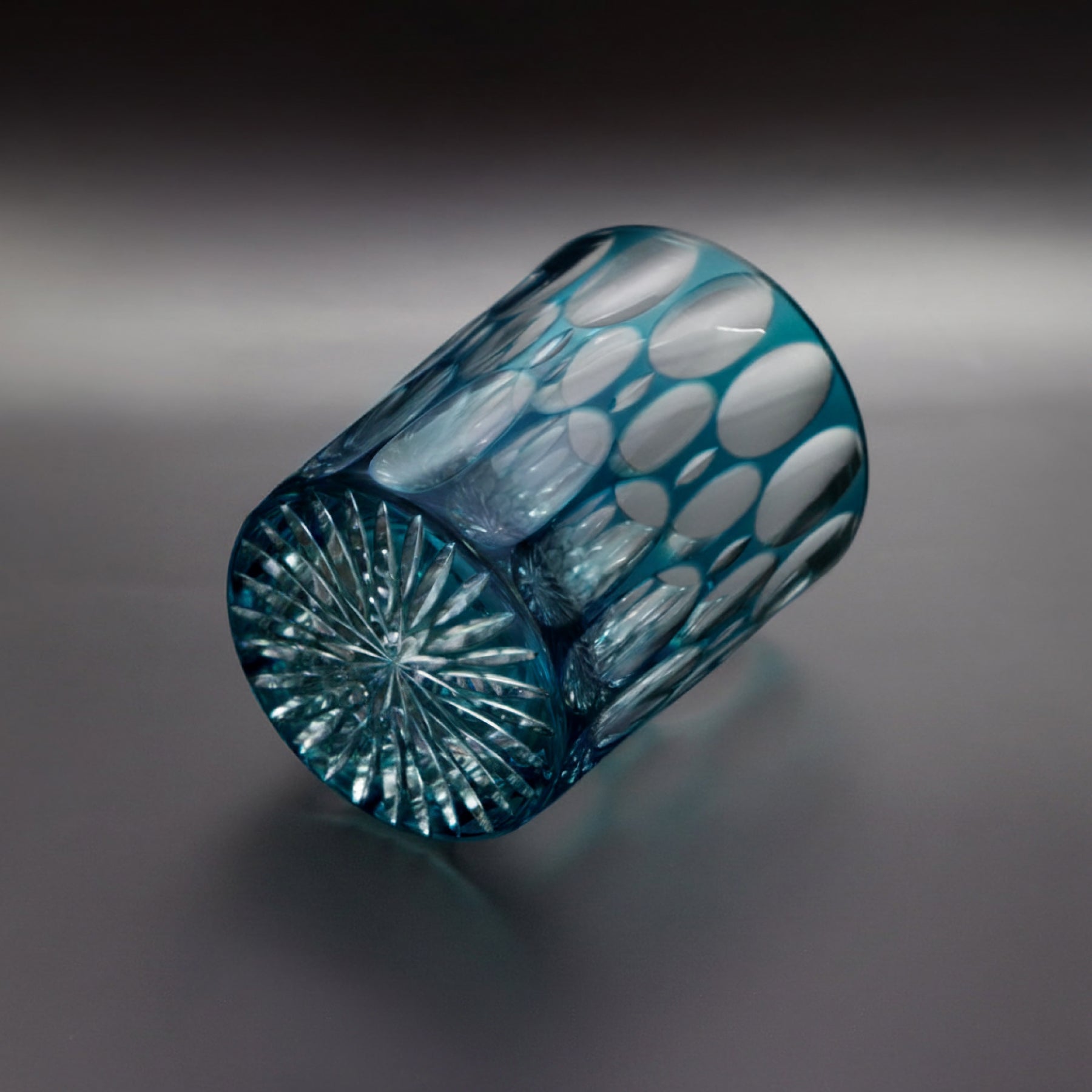 Temma Kiriko Ran Crystal Rock Glass Teal