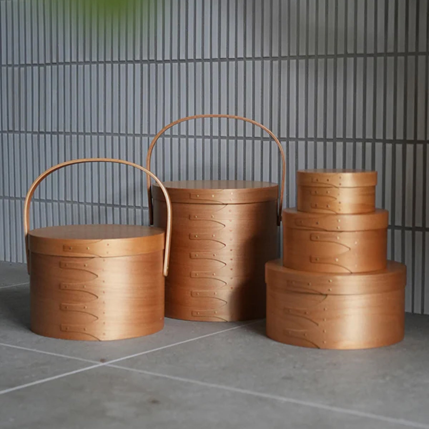 Shaker Round Handle Box Light Brown - M