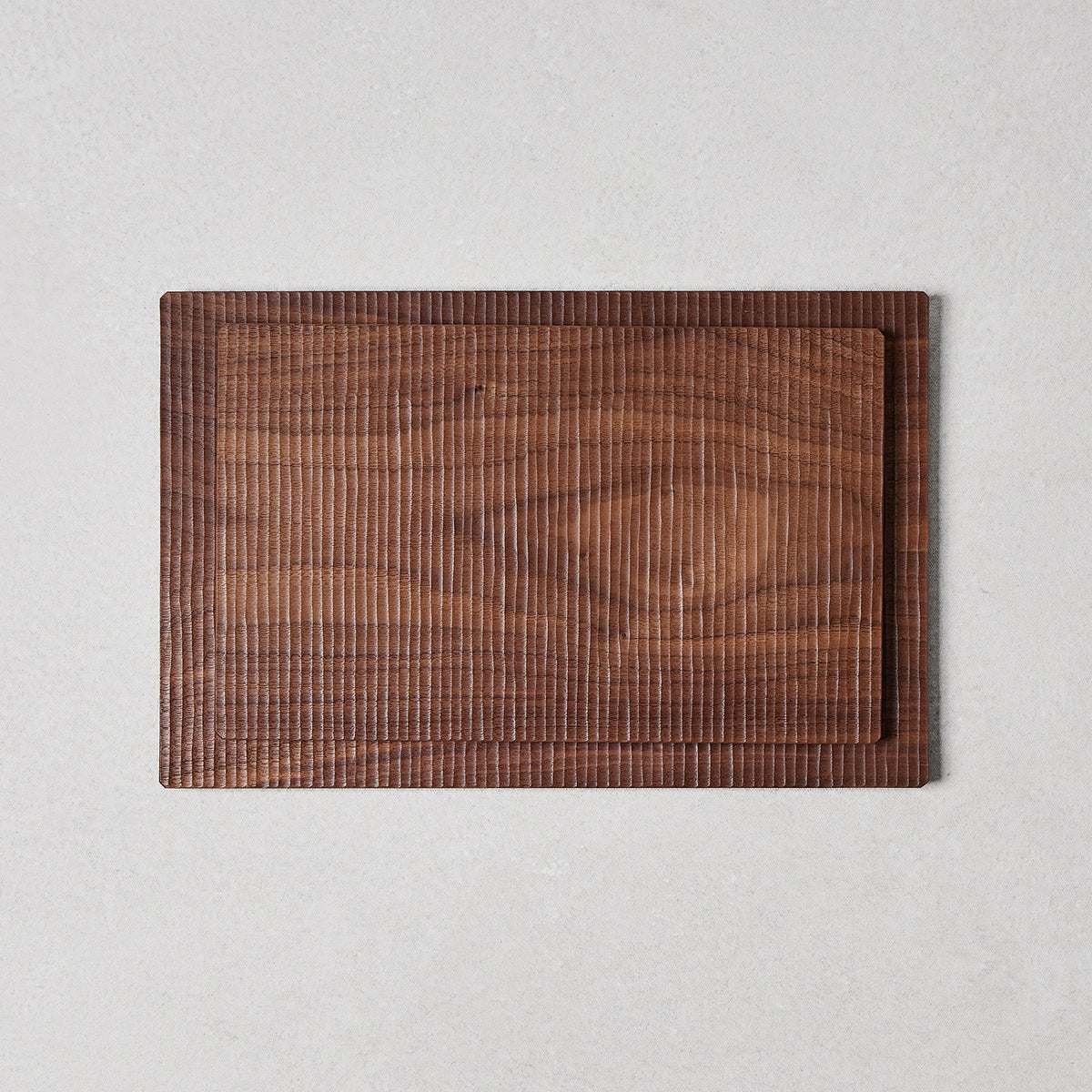 Sazanami Carved Rectangular Wood Tray 12" × 7.5"