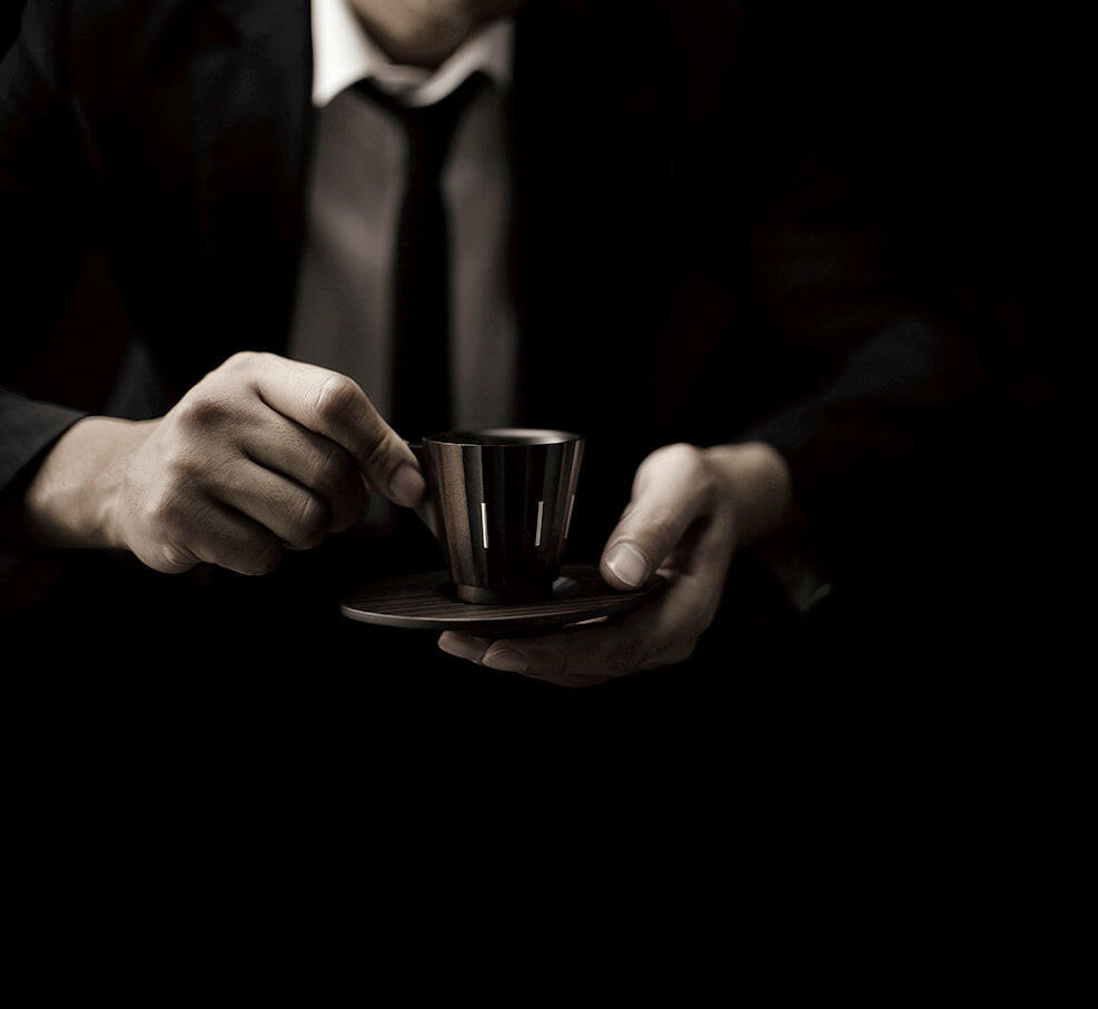 Espresso Cup and Saucer - Ebony & Silver