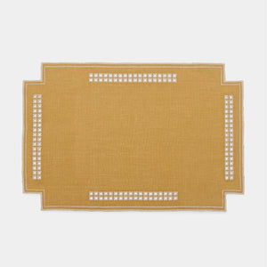 Erica Rectangular Linen Placemat - Curry/Mastice
