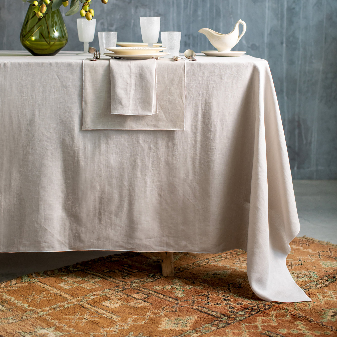 Filo Linen Tablecloth - Mastice/Avorio
