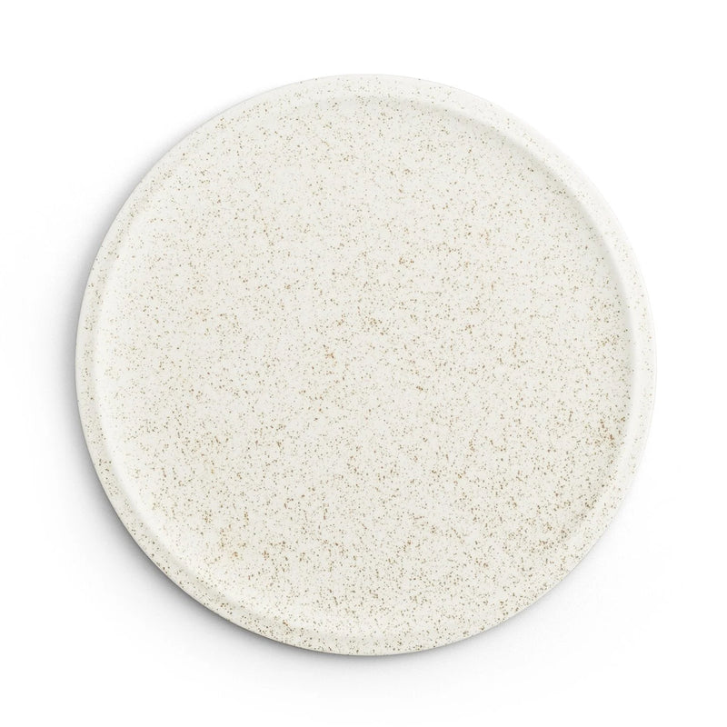 Flat Rim Plate - Nashiji White