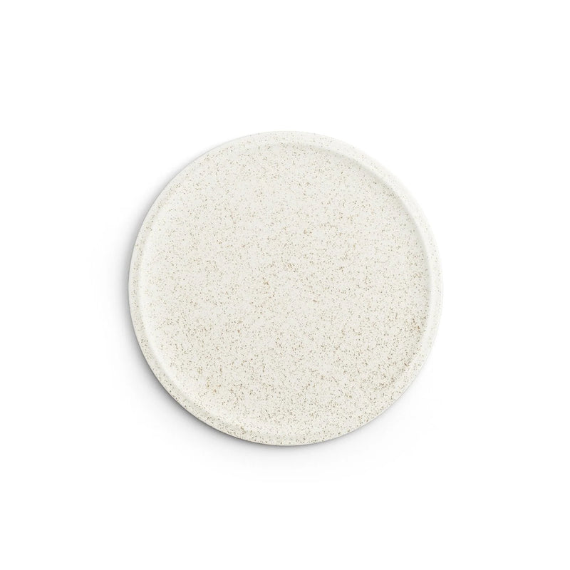 Flat Rim Plate - Nashiji White