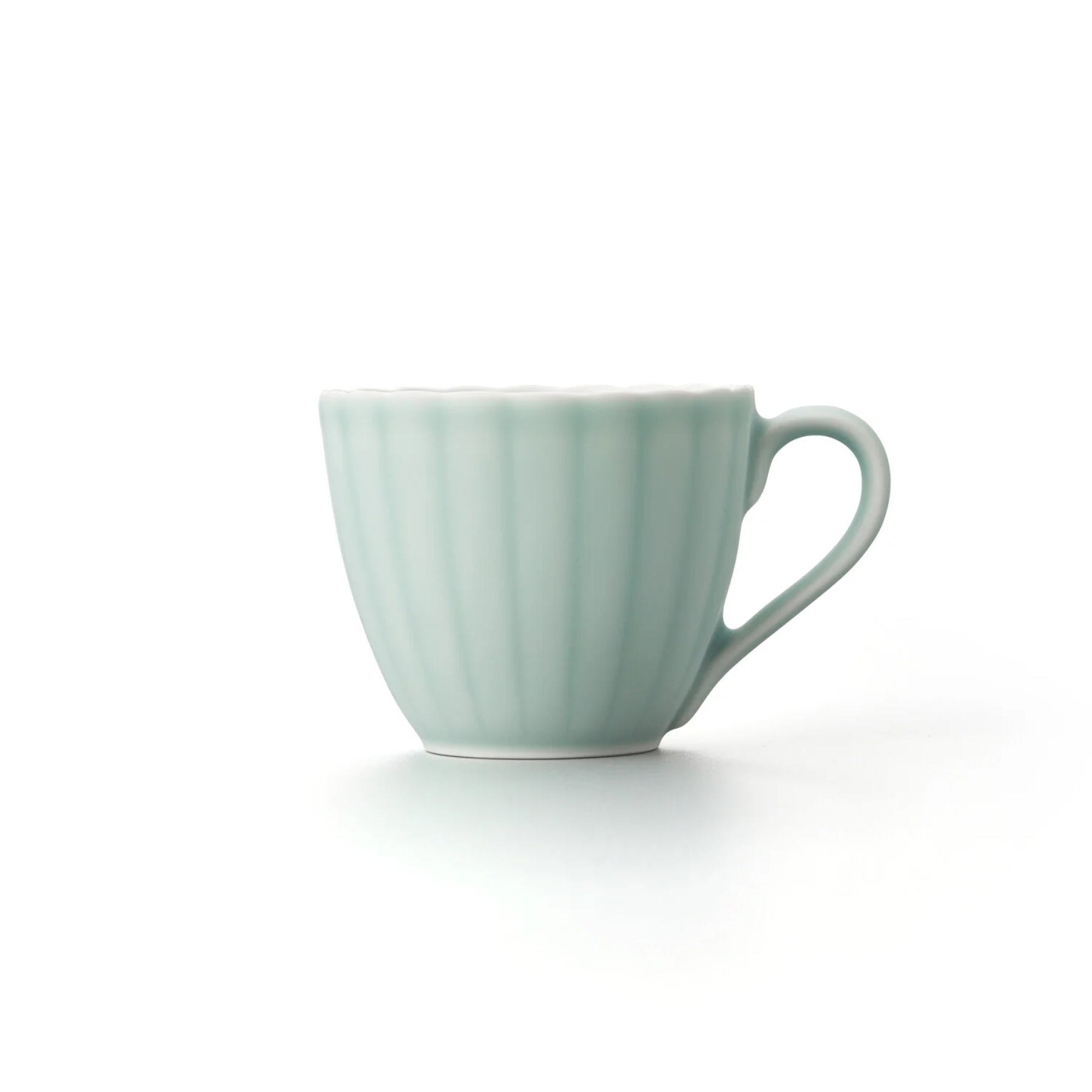 Moist Celadon Kikuwari Coffee Cup and Saucer