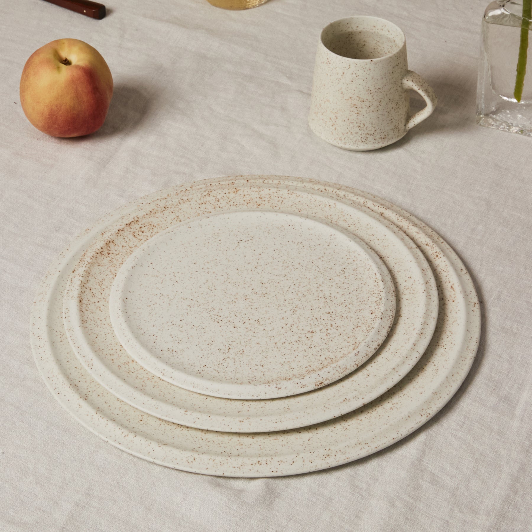 Flat Rim Plate - Nashiji White