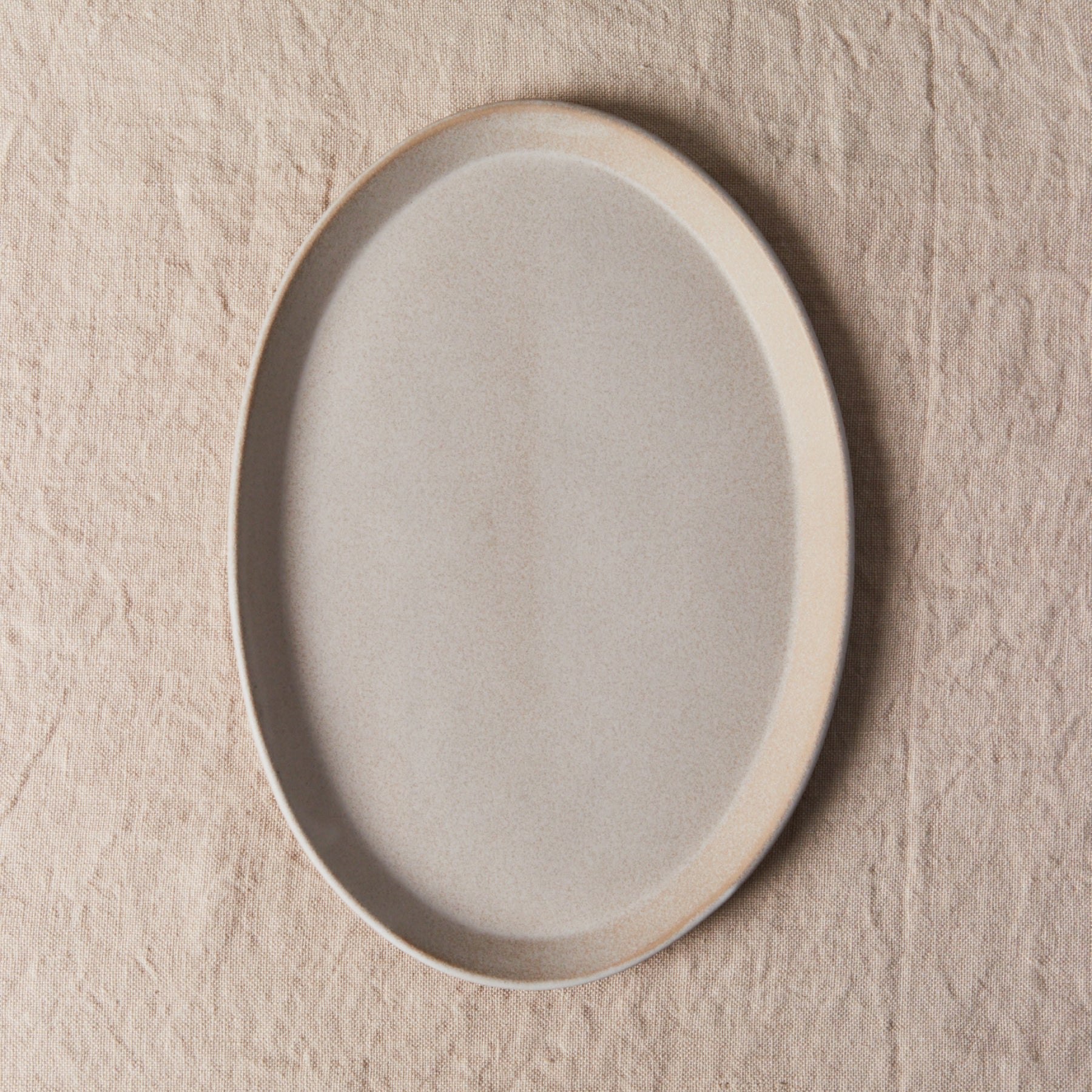 Patina Flat Oval Plate - Stone Beige