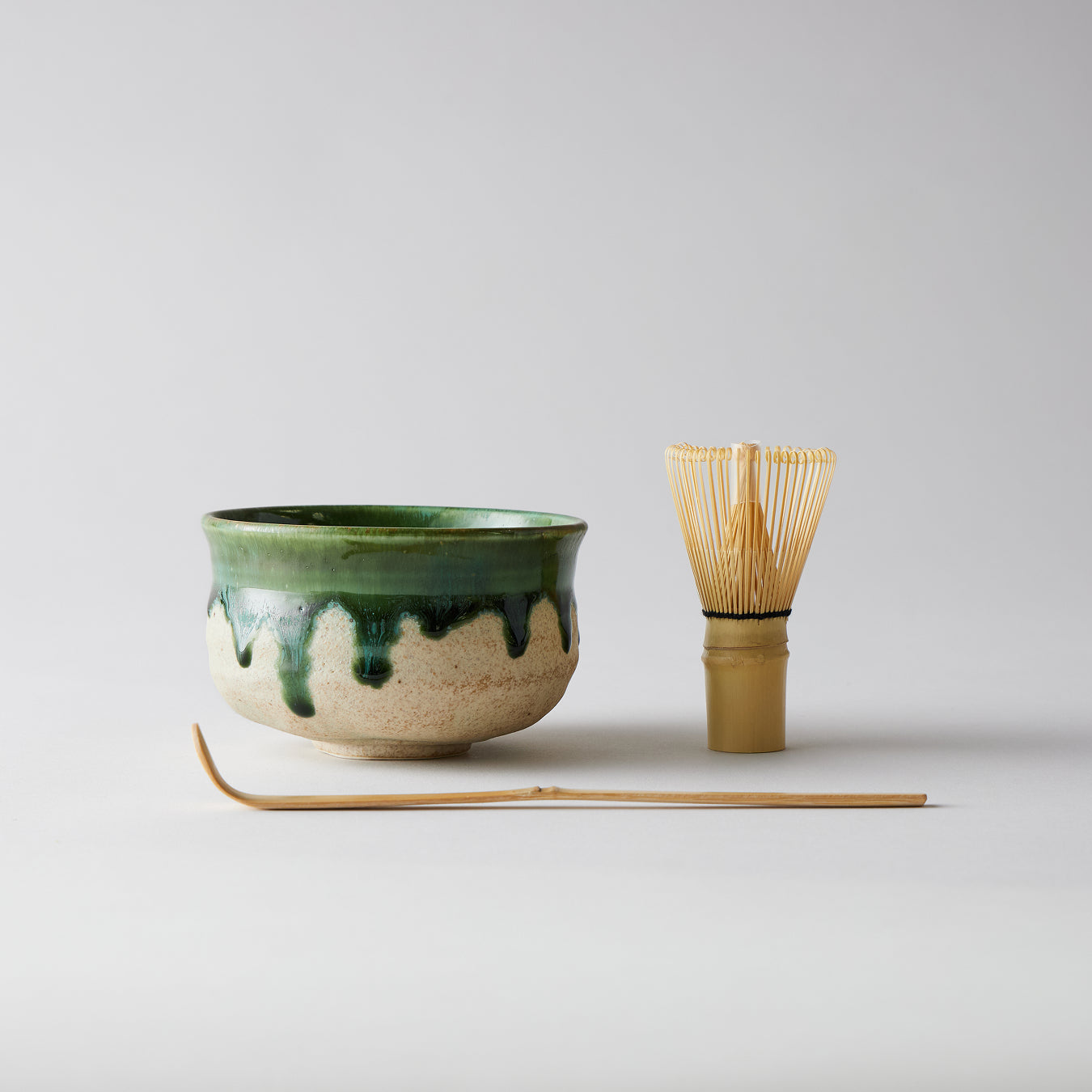 Nodate Tea Bowl Set – Flowing Green Glaze