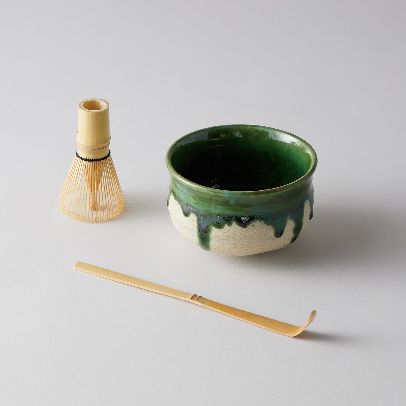 Nodate Tea Bowl Set – Flowing Green Glaze