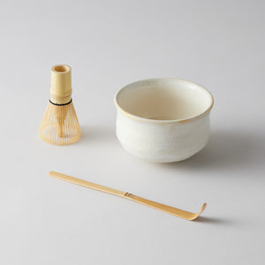 Nodate Tea Bowl Set – White Crystalline Glaze