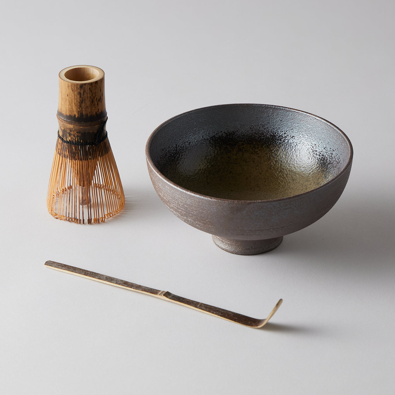 Matcha Bowl Set – Carbonized Red Glaze
