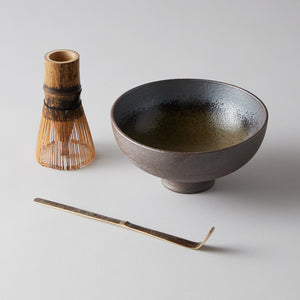 Matcha Bowl Set – Carbonized Red Glaze