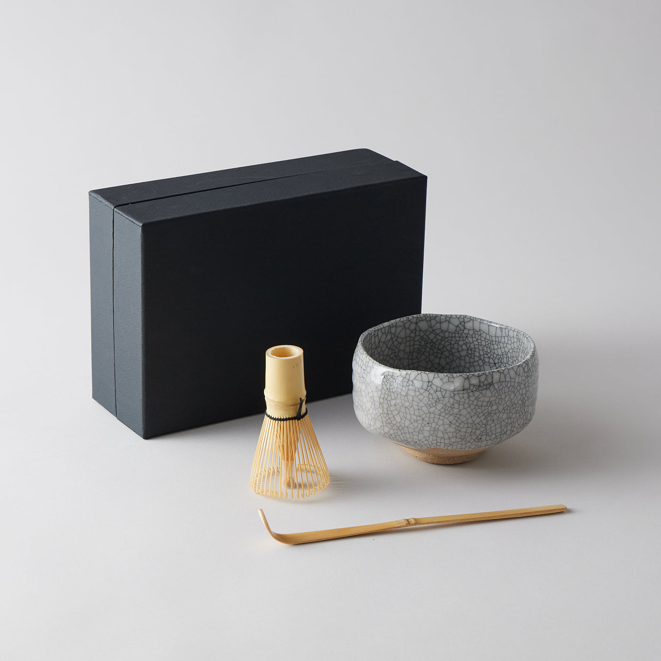 Nodate Tea Bowl Set – Ink Crackle Glaze