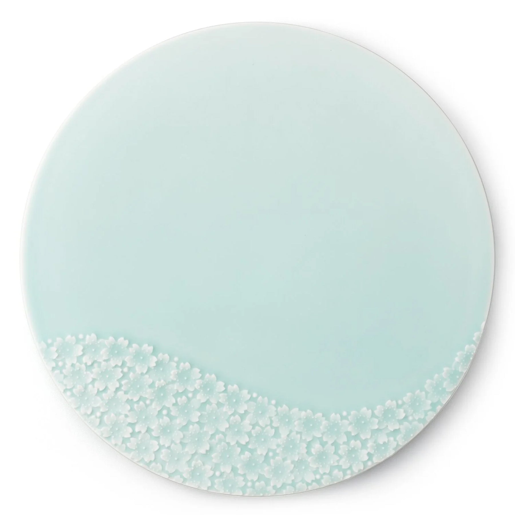 Moist Celadon Cherry-blossom Carved Large Plate <爽 SOU>