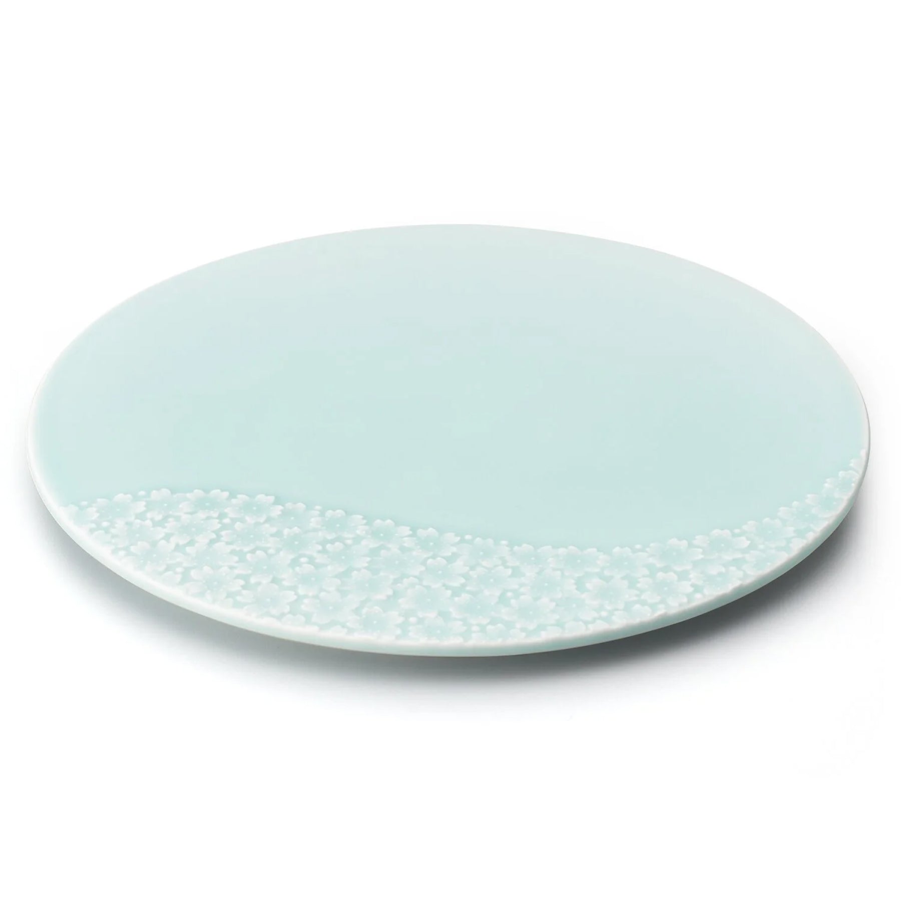 Moist Celadon Cherry-blossom Carved Large Plate <爽 SOU>