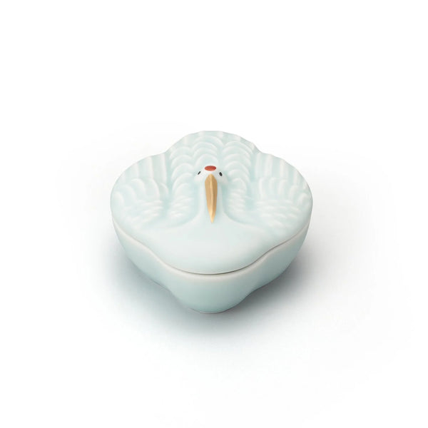 Moist Celadon with Gold Crane-Shaped Covered Bowl