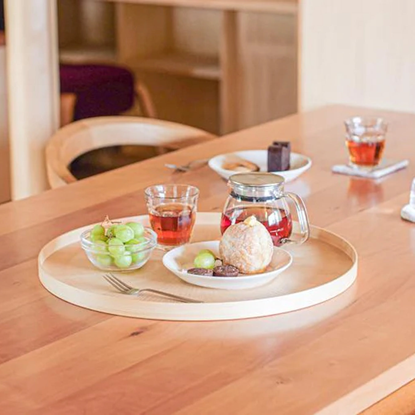 Mori Kougei Round Rays Wood Tray 11" - Zelkova