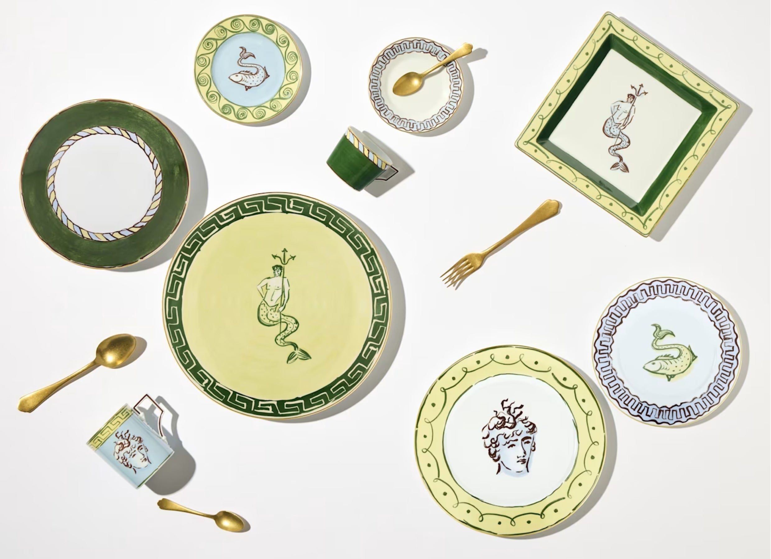 Il Viaggio di Nettuno Tea Set for Two Pine Green