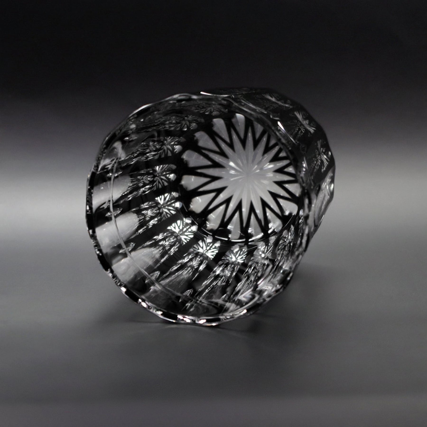 Temma Kiriko Cross Crystal Rock Glass in Black