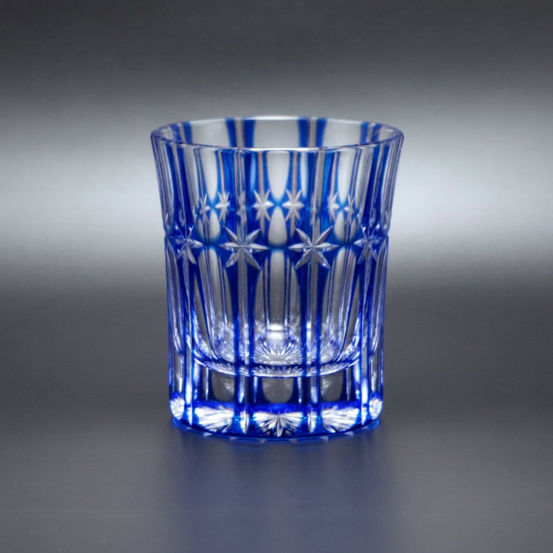 Temma Kiriko Hoshi Crystal Sake Glass Blue