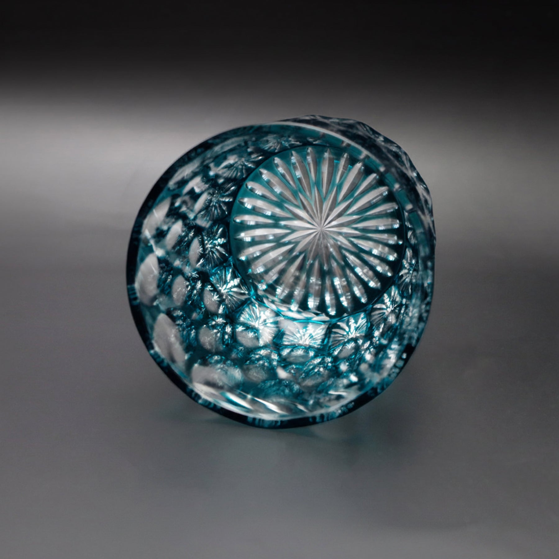 Temma Kiriko Ran Crystal Rock Glass Teal