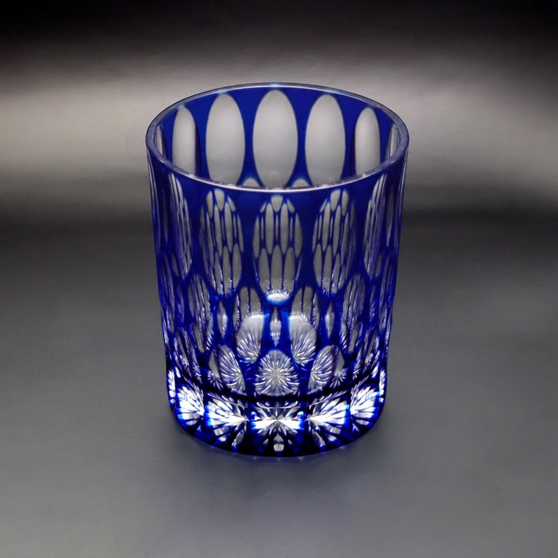 Temma Kiriko Ran Crystal Rock Glass Blue