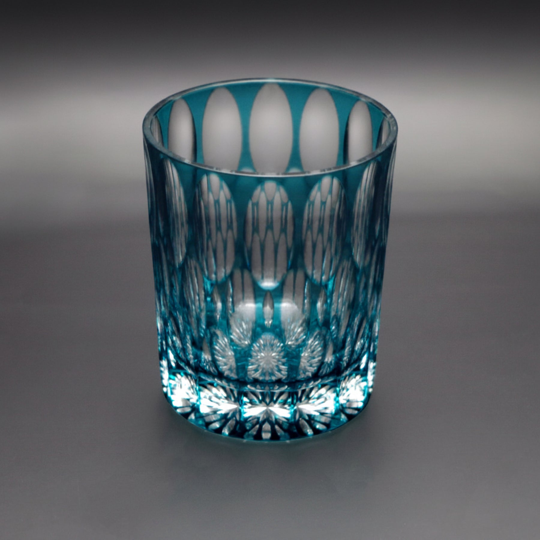 Temma Kiriko Ran Crystal Rock Glass Teal