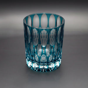 Temma Kiriko Ran Crystal Rock Glass Teal