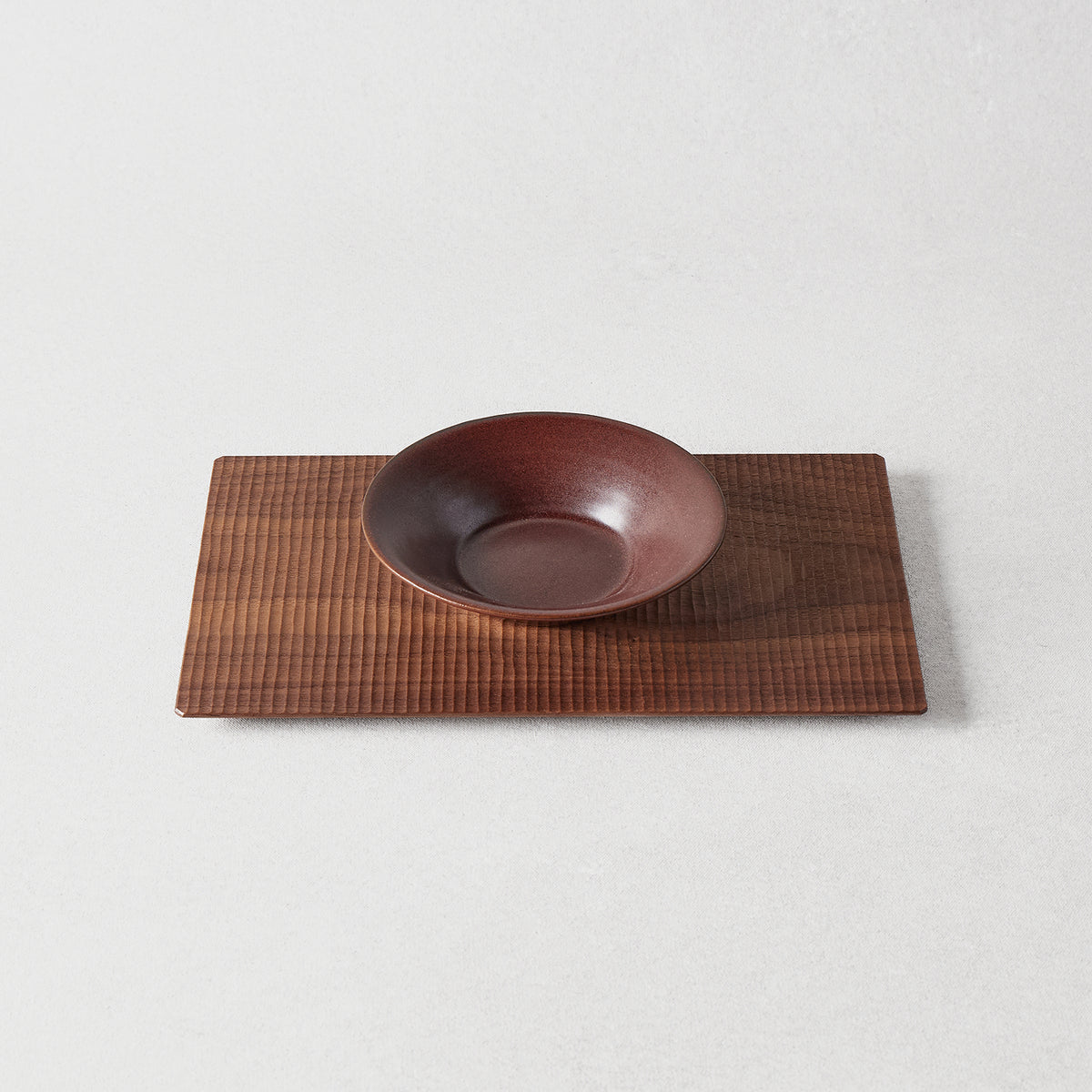 Sazanami Carved Rectangular Wood Tray 12" × 7.5"